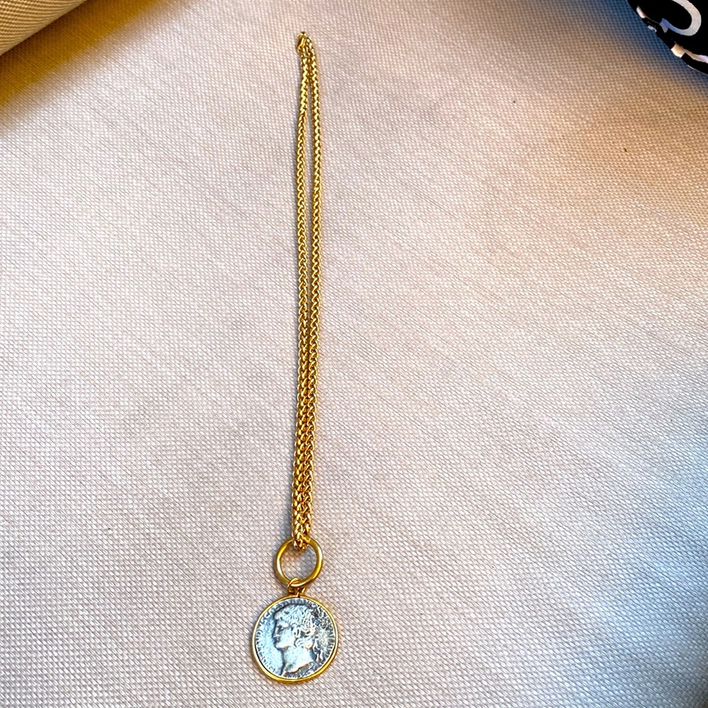 14K Roman Gold Coin Pendant Necklace
